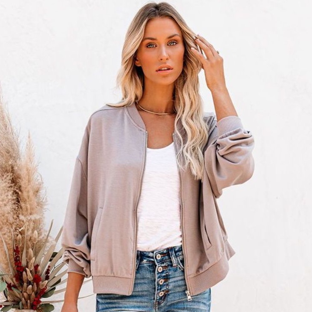 Taupe bomber jacket